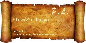 Piszár Lajos névjegykártya